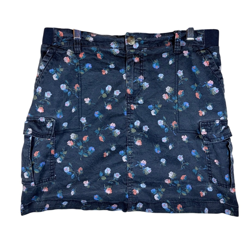 Lee Floral Cargo Skort Mid Rise Stretch Cotton Utility Mini Skirt Size 10